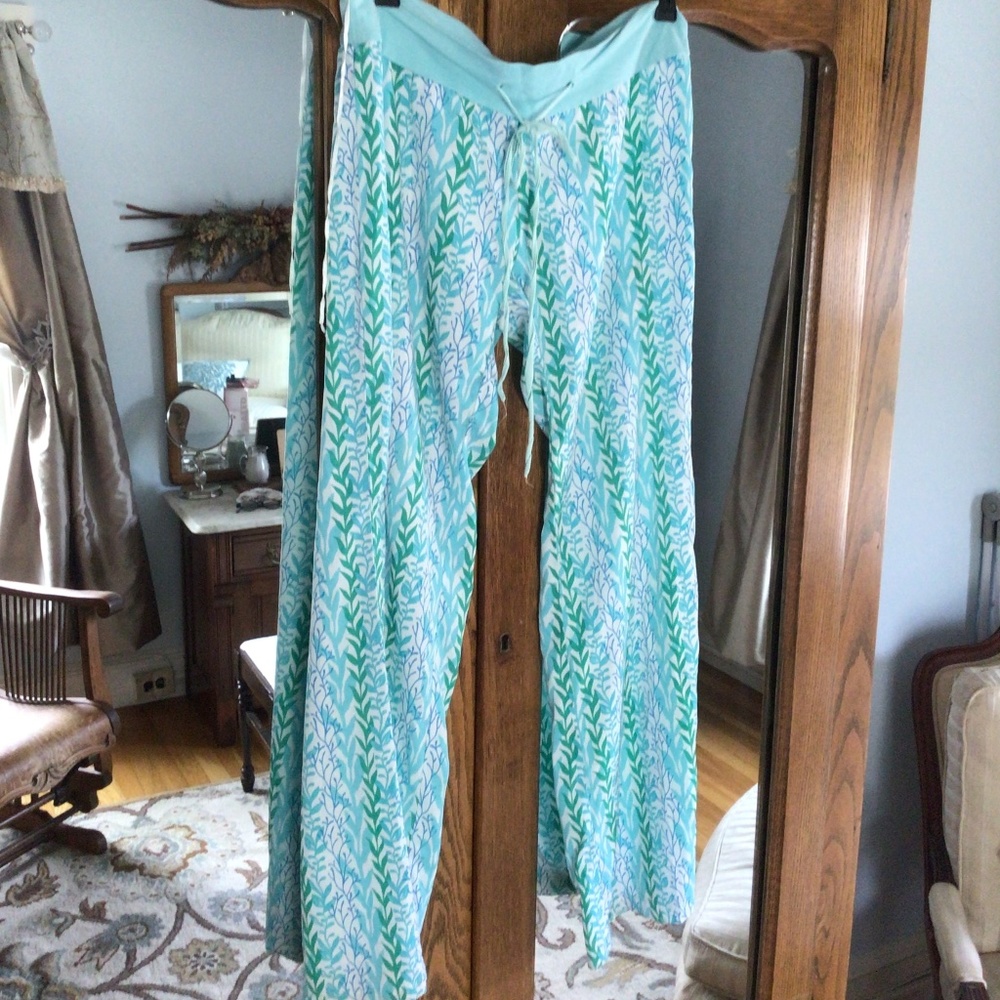 just be Wide Leg Drawstring Leaf Print in multi sz small